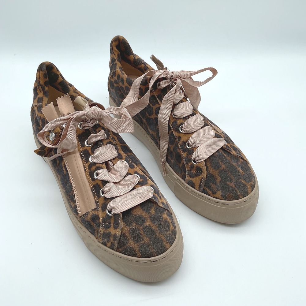 AGL Attilio Giusti‎ Leombruni Leopard Calf Hair Platform Sneakers 37.5 Italy